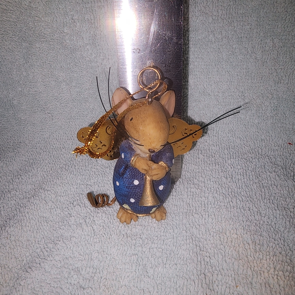 Charming Mouse Figurine in Blue Polka Dot Outfit